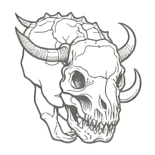 triceratops skull in black ink filled in  tattoo design idea