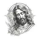 jesus praying tattoo design idea