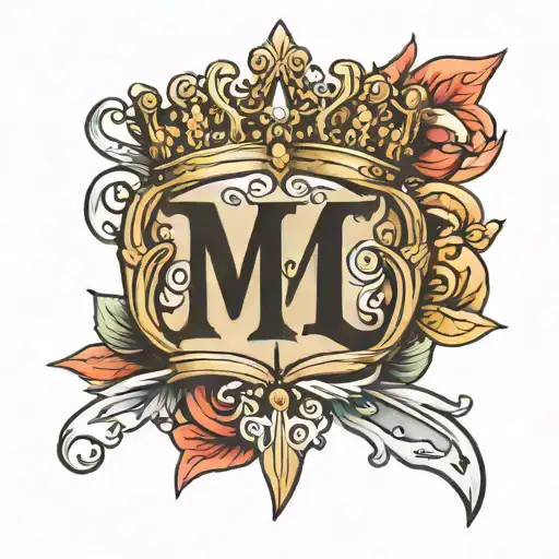 lettre M with a crown  tattoo design idea