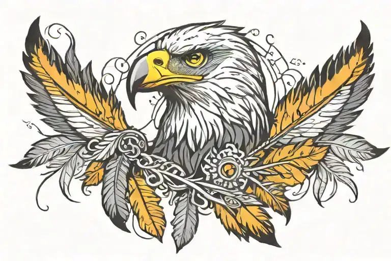 eagle feather family tattoo design idea