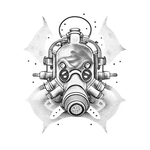 oni with gas mask tattoo design idea