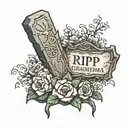  a tombstone with "RIP Grandma"  tattoo design idea