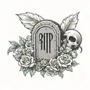  a tombstone with "RIP Grandma"  tattoo design idea