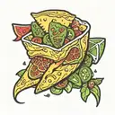 nacho chip with cheese and jalapeño slice tattoo design idea