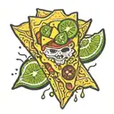 nacho chip with cheese and jalapeño slice tattoo design idea