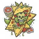 nacho chip with cheese and jalapeño slice tattoo design idea