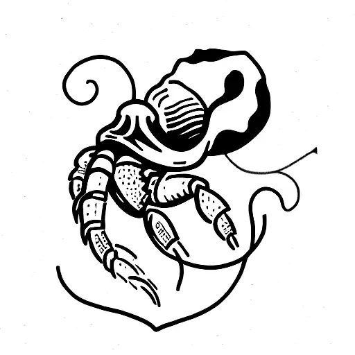 hermit crab shell morphed into human heart  tattoo design idea