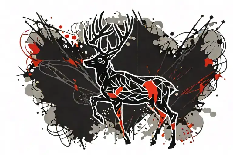 buck deer silhouette tattoo design idea