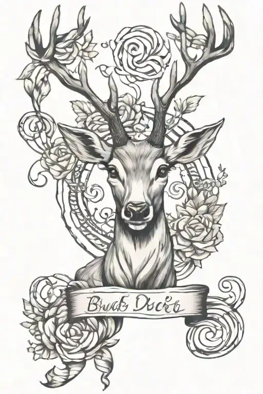 buck deer with infinity symbol and name tattoo tattoo design idea