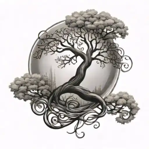 tree music infinity symbol intertwined tattoo design idea