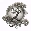 tree music infinity symbol intertwined tattoo design idea