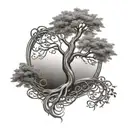 tree music infinity symbol intertwined tattoo design idea