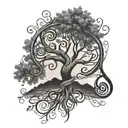 tree music infinity symbol intertwined tattoo design idea