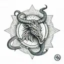 A unique design featuring Shiva's damru, snake, trishul, third eye, bull, and moon all intertwined in a mesmerizing pattern tattoo design idea