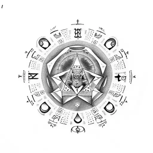 A dotwork tattoo of a zodiac wheel with each sign represented by a different animal, incorporating the client's love for astrology and animals tattoo design idea