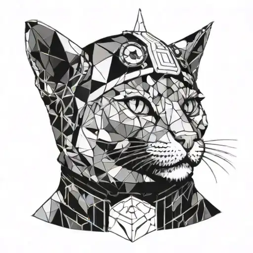 cat head in space helmet tattoo design idea