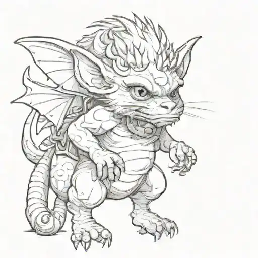 A mischievous gremlin playing with a group of zoo animals tattoo design idea