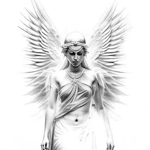 greek angel art tattoo design idea