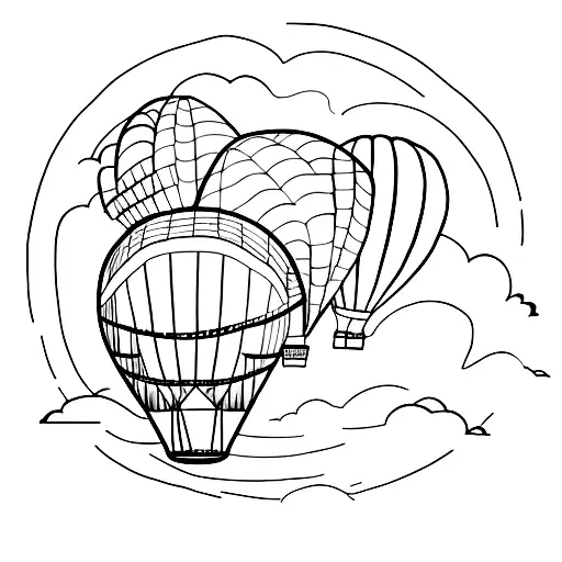 A minimalist tattoo of a hot air balloon soaring above a city skyline tattoo design idea