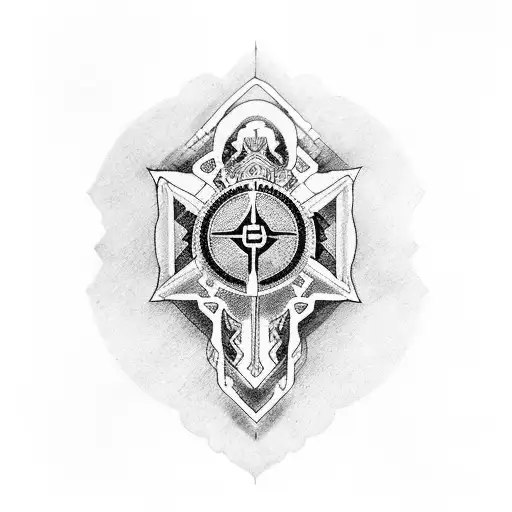 cross with 1971 and 1973 inside  tattoo design idea