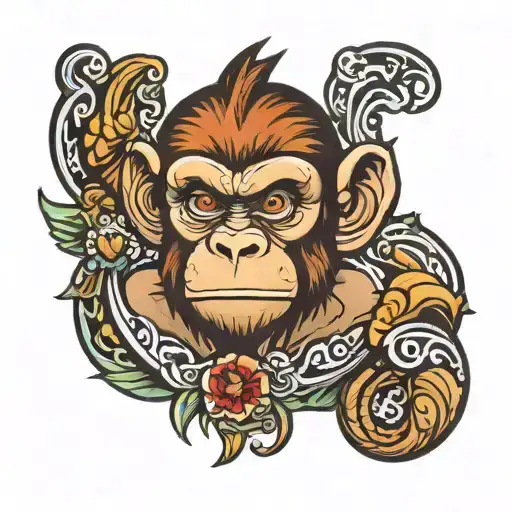 monkey in flash logo tattoo design idea
