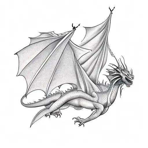Dragon flying a banner reading 'jimmy love'. tattoo design idea
