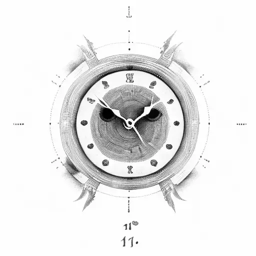 blue eye with clock and scroll tattoo design idea
