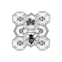 hexagons with a bumblebee, violet and primrose flowers tattoo design idea