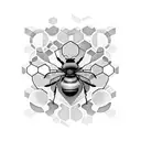 hexagons with a bumblebee, violet and primrose flowers tattoo design idea
