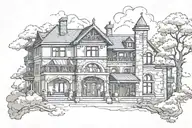 brick villa tattoo design idea