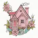 pink house tattoo design idea