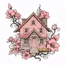 pink house tattoo design idea