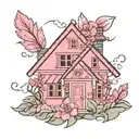 pink house tattoo design idea