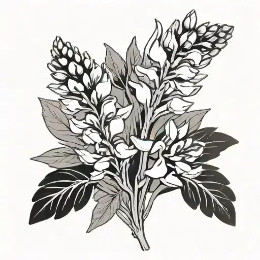 lupine flower with background with 2024 and 2025 on the side tattoo design idea