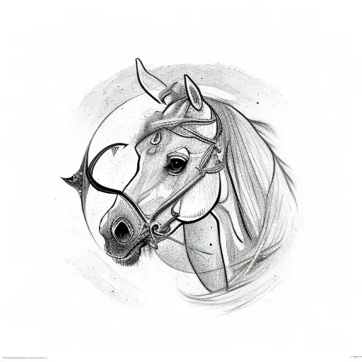 arabian horse, bull, van gogh's starry night, yin-yang symbol tattoo design idea