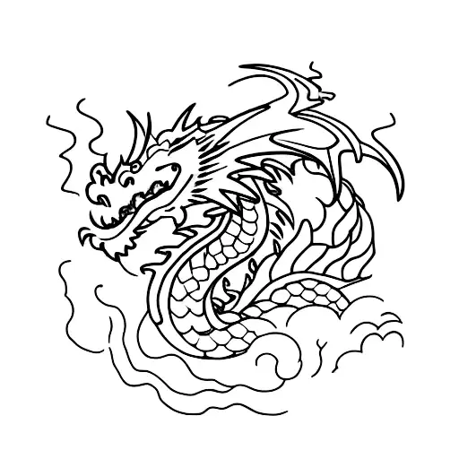 dragon with storm tattoo design idea
