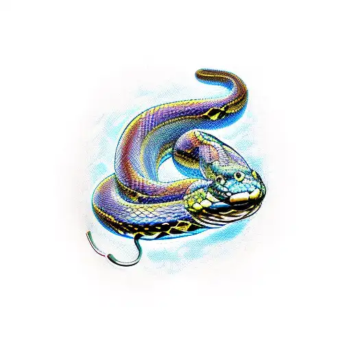 A doctor's hand holding a bisturi snake, with the snake forming a caduceus symbol tattoo design idea
