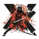 samurai warrior wielding a sword tattoo design idea