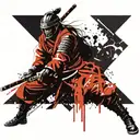 samurai warrior wielding a sword tattoo design idea