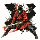 samurai warrior wielding a sword tattoo design idea