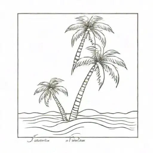 beach sun coconut palm tree tattoo design idea