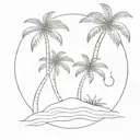 beach sun coconut palm tree tattoo design idea