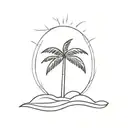 beach sun coconut palm tree tattoo design idea