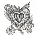 heart monitor with the word Always feel irrelevant, stuck inside my head again I'm never enough tattoo design idea
