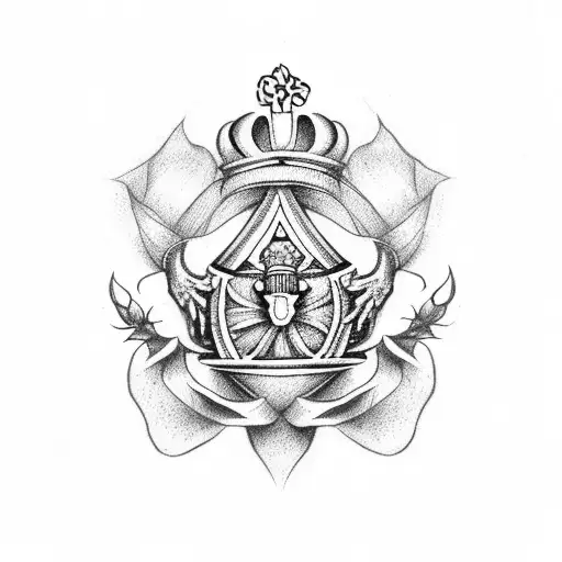 American traditional claddagh with roses tattoo design idea