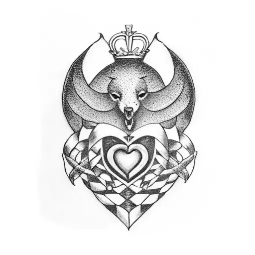 American traditional claddagh tattoo design idea