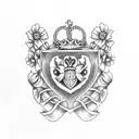 American traditional claddagh with poppy flowers surrounding the claddagh tattoo design idea