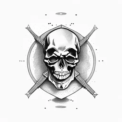 Revolver with skull tattoo design idea