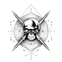 Revolver with skull tattoo design idea