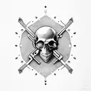 Revolver with skull tattoo design idea